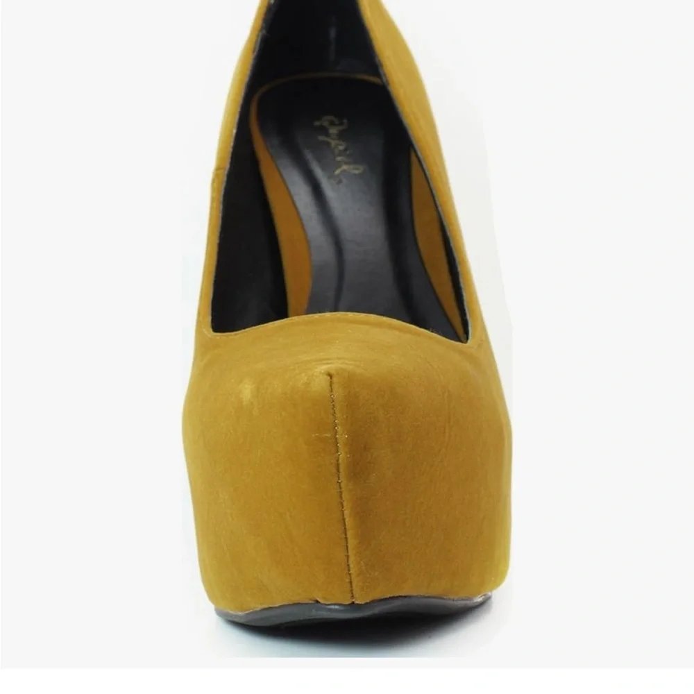 Qupid Mustard Platform Heels
